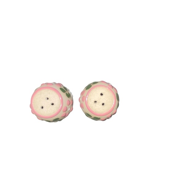 Vintage Hand painted Pink Floral Stoneware cottagecore  Salt and Pepper Shakers - Picture 4 of 7